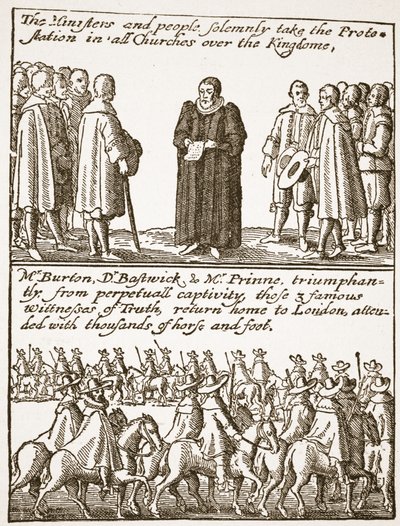 Wahre Informationen über den Anfang und die Ursache all unserer Probleme: wie sie ausgebrütet und wie verhindert wurden, aus einem puritanischen Pamphlet, 1648, Illustration aus Die Kirche von England: Eine Geschichte für das Volk von H.D.M. Spence-Jones,  von English School