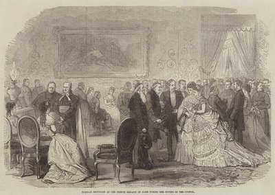 Dienstags-Empfang in der französischen Botschaft in Rom während der Sitzung des Rates (Gravur) von English School