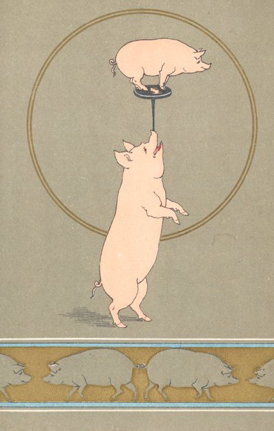 Zwei anthropomorphe Schweine im Zirkus von English School