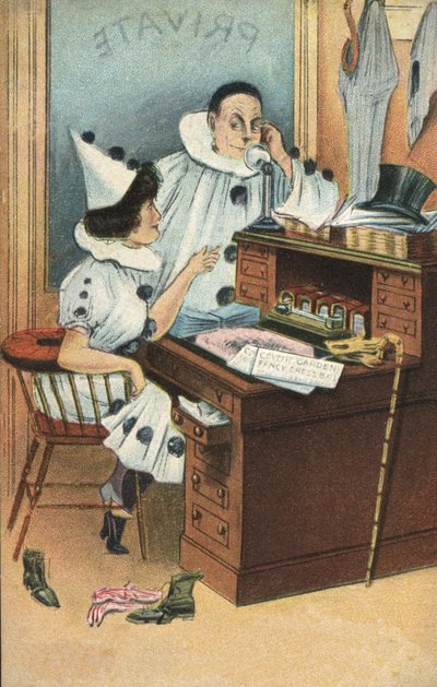 Zwei Clowns in einem Büro von English School