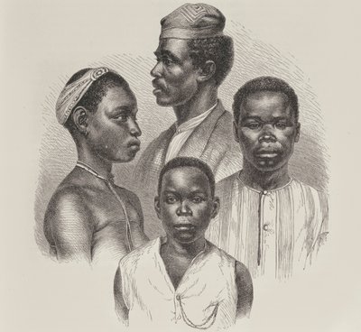 Typen von der Loango-Küste, aus Die Geschichte der Menschheit, Bd.III, von Prof. Friedrich Ratzel, 1898 von English School