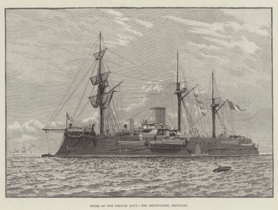 Typen der französischen Marine, die Redoutable, Panzerschiff (Gravur) von English School