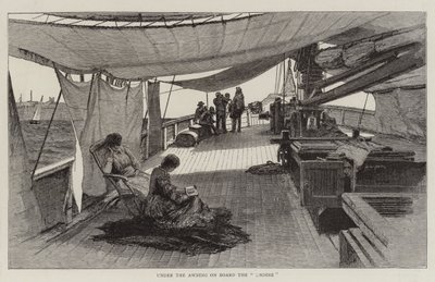 Unter der Markise an Bord der "Undine" (Gravur) von English School