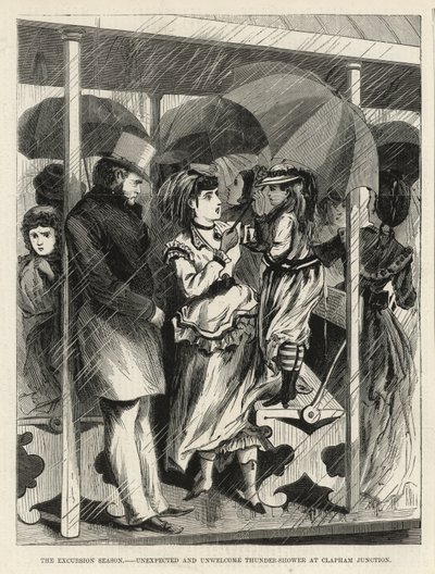 Unerwarteter und unerwünschter Gewitterregen am Clapham Junction von English School