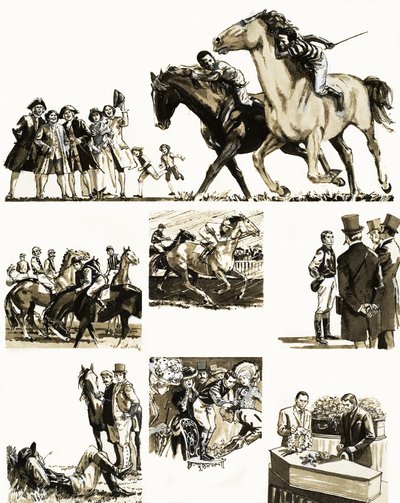 Unidentifizierte Geschichte eines Jockeys von English School