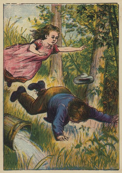 Den Hügel hinauf und hinunter (Farblithografie) von English School
