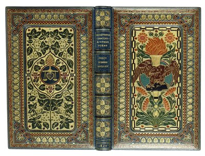 Obere und untere Einbände mit Adler, Fackel, Herz, Waage und Blumendesigns, 1820 von English School