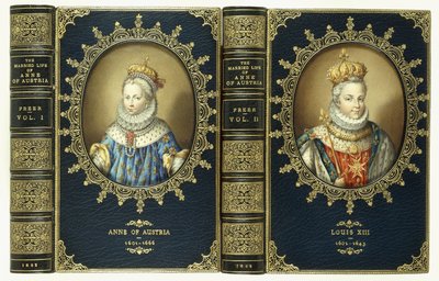 Oberdeckel-Set, mit zwei ovalen Porträts von Anne von Österreich und Ludwig XIII., 1865 von English School