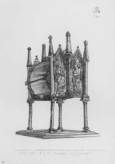 Victoria und Albert Museum: Reliquiar, aus Bergkristall und Silber vergoldet, Italienisch, um 1350 von English School