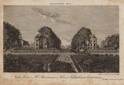 Blick vom Haus von Mr. Ackerman, Clapham Common, Surrey von English School