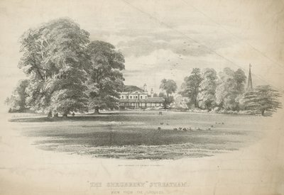 Blick von den Grundstücken des Shrubbery von English School
