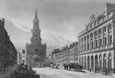 Blick auf den Strand, einschließlich der Nordfront des Somerset House und der Kirche St. Mary-Le-Strand, Westminster von English School