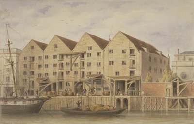 Ansicht von Chamberlains Wharf, Tooley Street, 1846 von English School