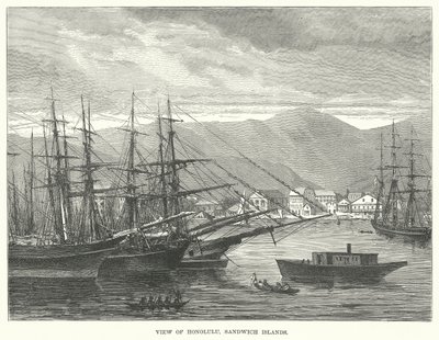 Ansicht von Honolulu, Sandwich-Inseln (Gravur) von English School