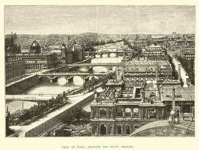 Ansicht von Paris, die sieben Brücken zeigend von English School