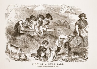 Ansicht eines Staubhofs, Illustration aus London Labour and London Poor von Henry Mayhew, veröffentlicht 1862 von English School