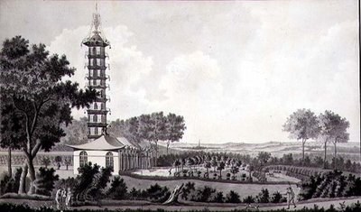 Blick auf einen niederländischen Garten mit einer chinesischen Pagode, ca. 1770 von English School