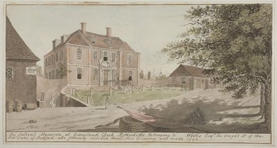 Ansicht eines alten Herrenhauses am Greenland Dock in Rotherhithe, Bermondsey, 1796 von English School