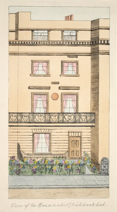 Ansicht des Hauses, in dem George Cruikshank starb, veröffentlicht ca. 1878 von English School