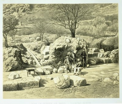 Ansicht des Tempels des Mars, aus A History of Discoveries at Helicarnassus, Cnidus, & Branchidae, von Charles Thomas Newton, veröffentlicht 1862 von English School