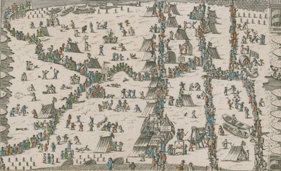 Ansicht des Frostjahrmarkts auf der Themse von English School