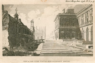 Ansicht des inneren Teils des alten Somerset House, Strand, London von English School