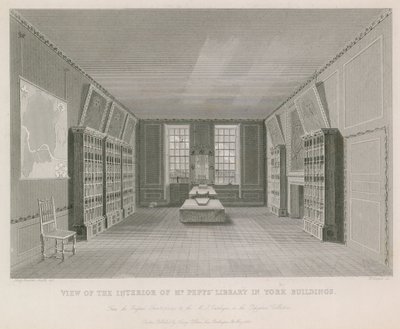 Ansicht des Inneren der Bibliothek von Mr. Pepys im York Building von English School