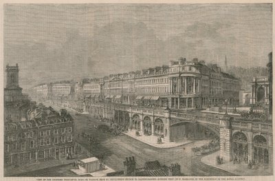 Ansicht der vorgeschlagenen Hochstraße oder des Viadukts von der St Sepulchres Kirche bis zu den Hatton Gardens von English School