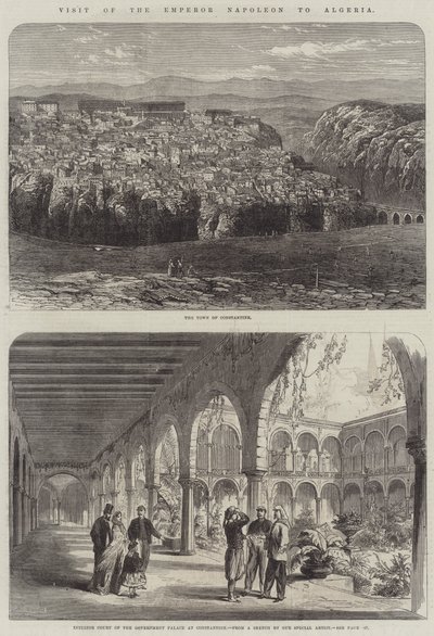 Besuch von Kaiser Napoleon in Algerien (Stich) von English School