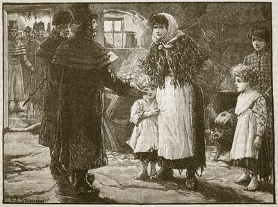 Besuch des Zehntenprokurators, Irland, 1832, Illustration aus Cassells Illustrierter Geschichte Englands von English School