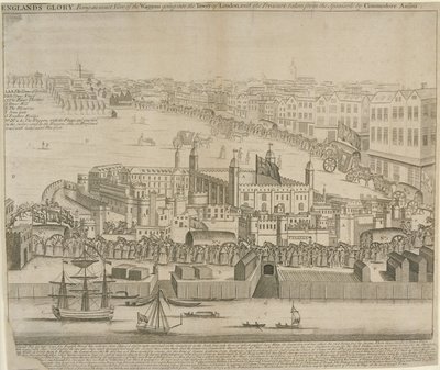 Wagen voller Schätze werden in den Tower of London gebracht, 1744 von English School