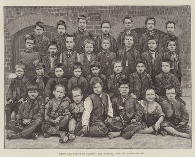 Streuner und Findelkinder von London, Rohmaterial für den Schulvorstand (Gravur) von English School