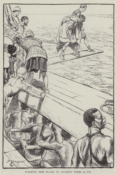 Über die Planke gehen in alten Zeiten (Gravur) von English School