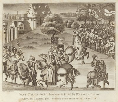 Wat Tyler wird wegen seiner Unverschämtheit von Walworth getötet und König Richard stellt sich an die Spitze der Rebellen von English School
