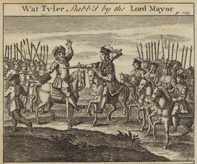 Wat Tyler erstochen von William Walworth, Bürgermeister von London, Bauernaufstand, 1381 von English School