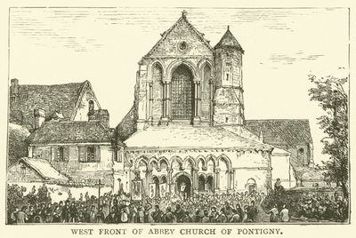 Westfassade der Abteikirche von Pontigny (Gravur) von English School