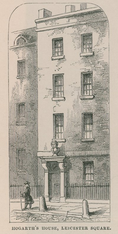 William Hogarths Haus, Leicester Square von English School