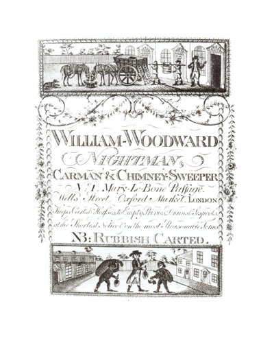 William Woodward, Nachtmann, Kutscher und Schornsteinfeger, Nr. 1 Mary-Le-Bone Passage, Wells Street, Oxford Market, London von English School