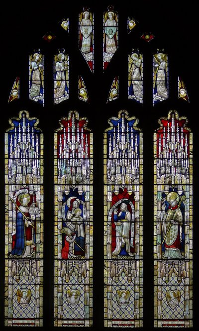 Fenster Ew, Darstellung des Ostfensters: Glas ursprünglich aus der Kirche in Stretton Sugwas von English School
