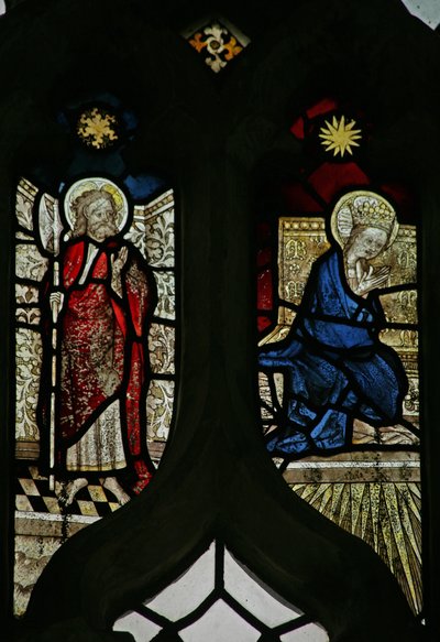Fenster N5 mit der Krönung der Jungfrau Maria und St. Matthias von English School