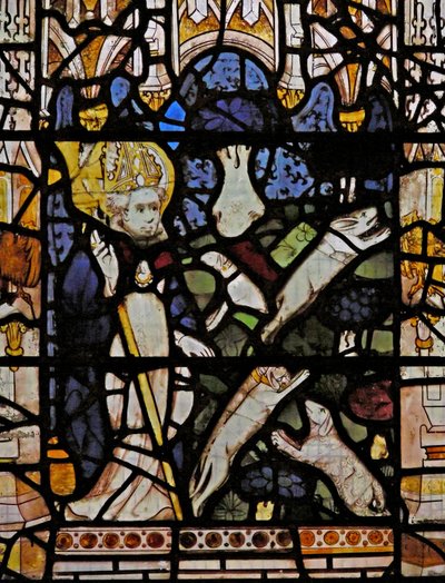 Fenster NW mit St. Martin, der einen Hasen rettet von English School