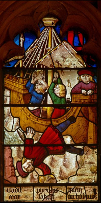 Fenster SaEw, Szene aus einer Legende des Heiligen Nikolaus: das Wunder des Jungen und des Bechers von English School