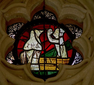 Fenster im Kapitelsaal mit einer Szene vom Jüngsten Gericht: Seelen auferstehend von English School