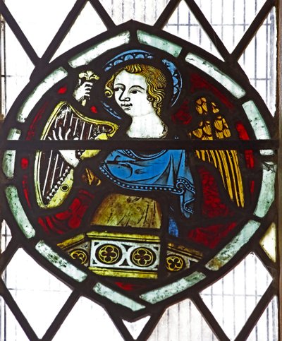 Fenster n6, Engel mit Harfe von English School