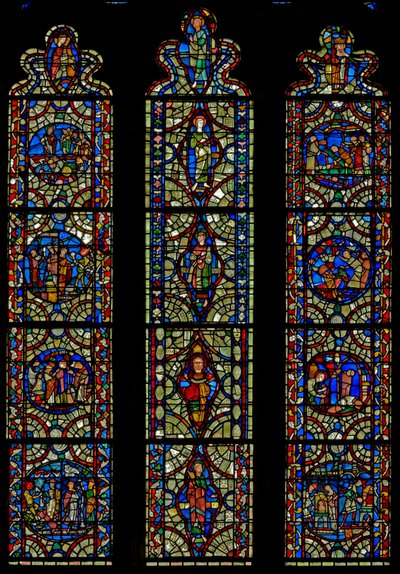 Fenster n.II, nordöstliches Fenster mit neu eingesetzten Tafeln von English School