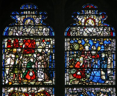 Fenster w15 mit einer Szene aus dem Leben des St. Cuthbert von English School