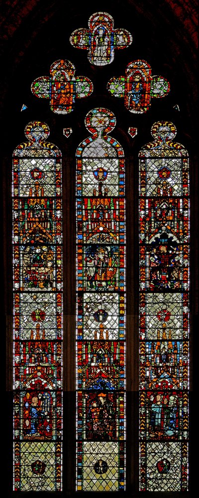 Fenster w39, Darstellung der Märtyrertode von St. Laurentius, St. Denys und St. Eleutherius von English School