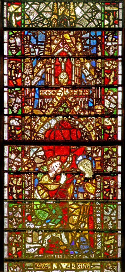 Fenster w42 mit einer Szene aus dem Leben der hl. Katharina: sie fleht den Kaiser an von English School