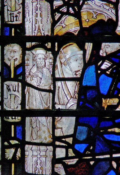 Fenster w6, Randtafel mit Figur darstellend von English School