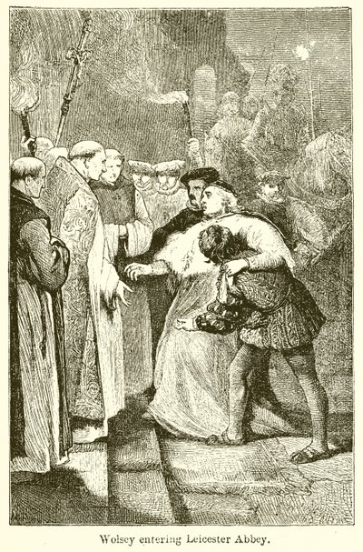 Wolsey betritt die Abtei von Leicester von English School
